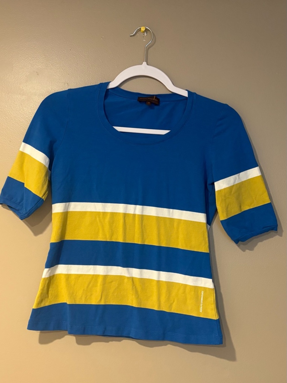 adolfo dominguez fitted 90s polo nautical stretchy colourblock tee